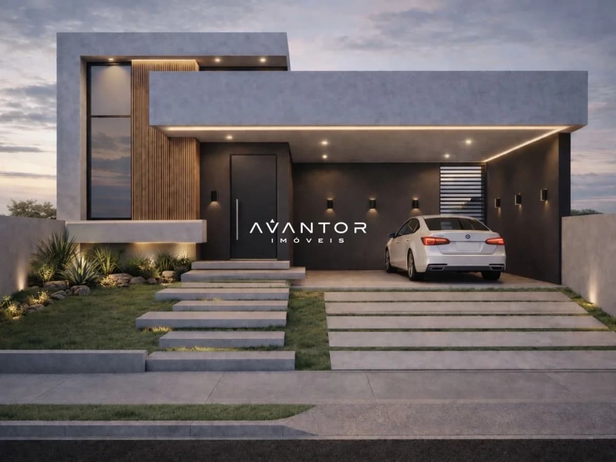 Fachada da casa com garagem — Casa com 3 quartos à venda no Residencial Alberto Schons, em Pinheiro Machado, Santa Maria/RS