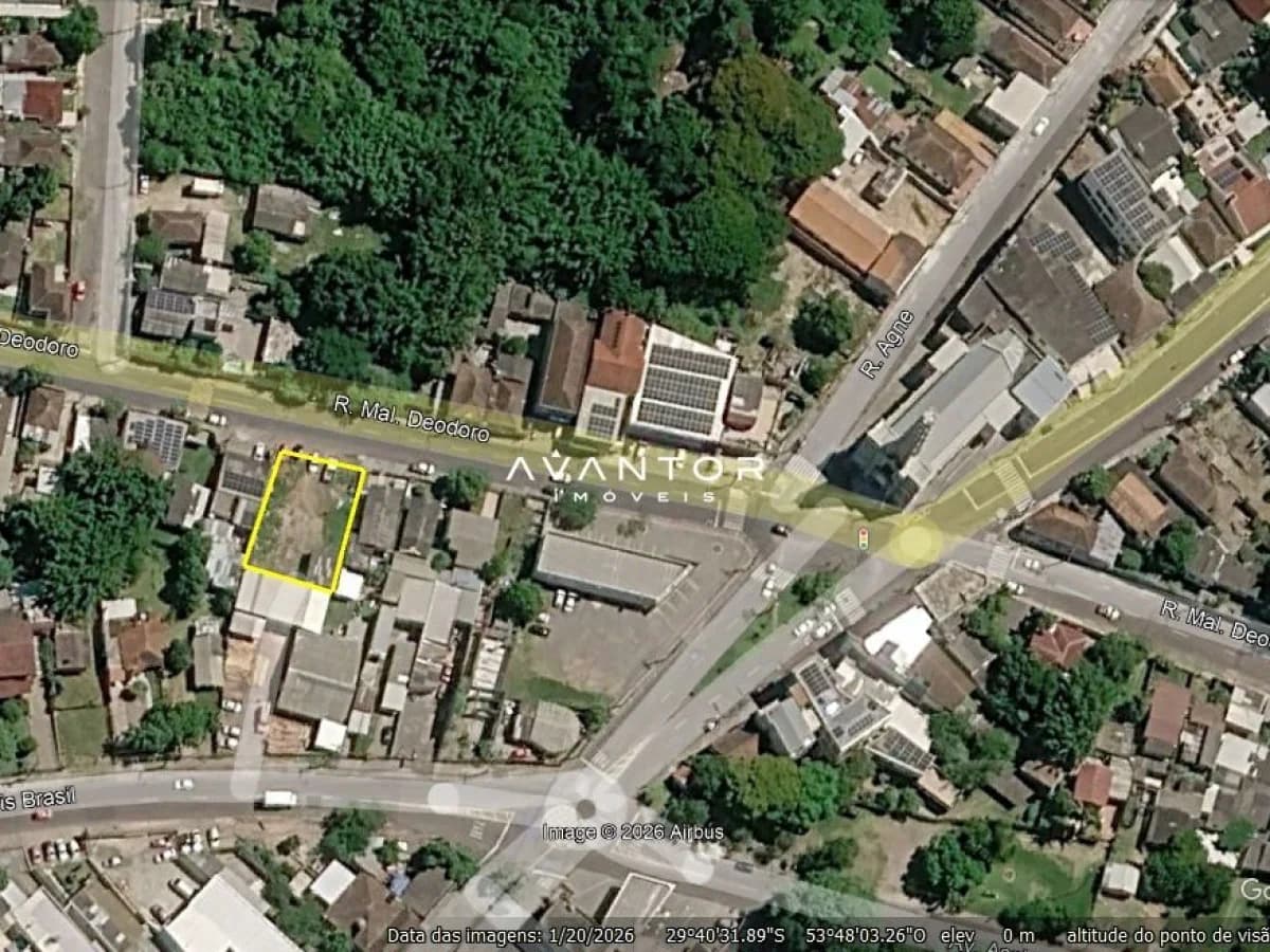 Planta baixa com vista aérea do terreno — Terreno à venda em Itararé, Santa Maria/RS
