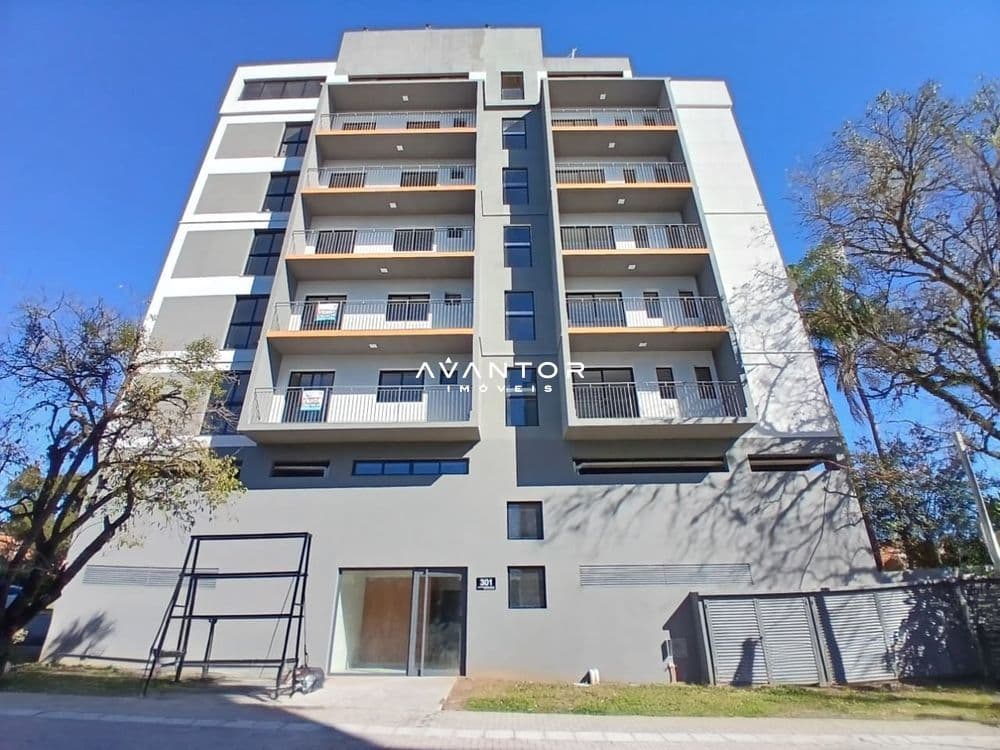 Fachada do prédio com sacadas — Apartamento com 1 quarto à venda no Camobi Smart Living, em Camobi, Santa Maria/RS