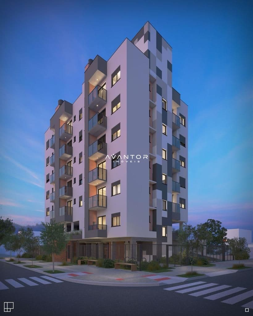 Fachada do prédio com sacadas — Apartamento com 1 quarto à venda no Residencial Montalcino, em Camobi, Santa Maria/RS