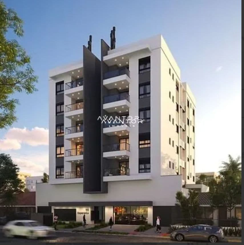 Fachada do prédio com sacadas — Apartamento com 2 quartos à venda no Residencial Esperanto, em Camobi, Santa Maria/RS
