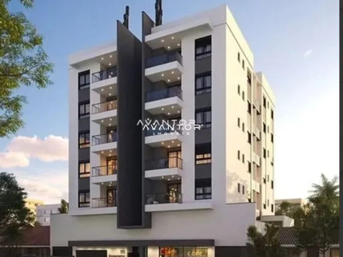 Fachada do prédio com sacadas — Apartamento com 1 quarto à venda no Residencial Esperanto, em Camobi, Santa Maria/RS