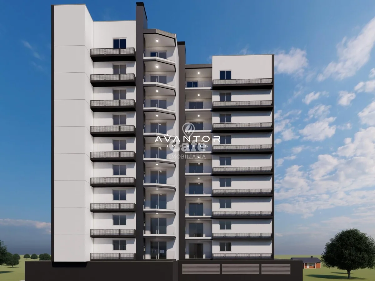 Fachada do prédio com sacadas — Apartamento com 1 quarto à venda no Golden Palace, em Nossa Senhora das Dores, Santa Maria/RS