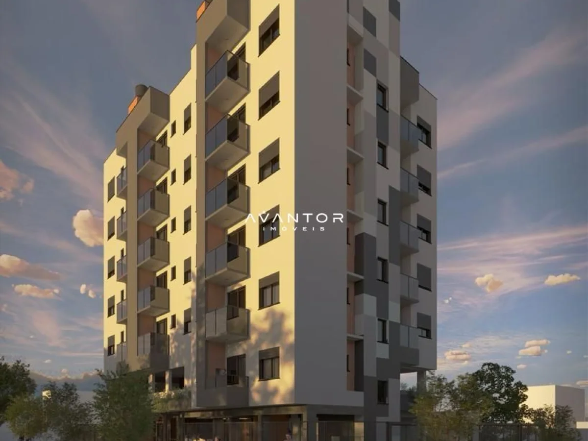 Fachada do prédio com sacadas — Apartamento com 1 quarto à venda no Residencial Montalcino, em Camobi, Santa Maria/RS