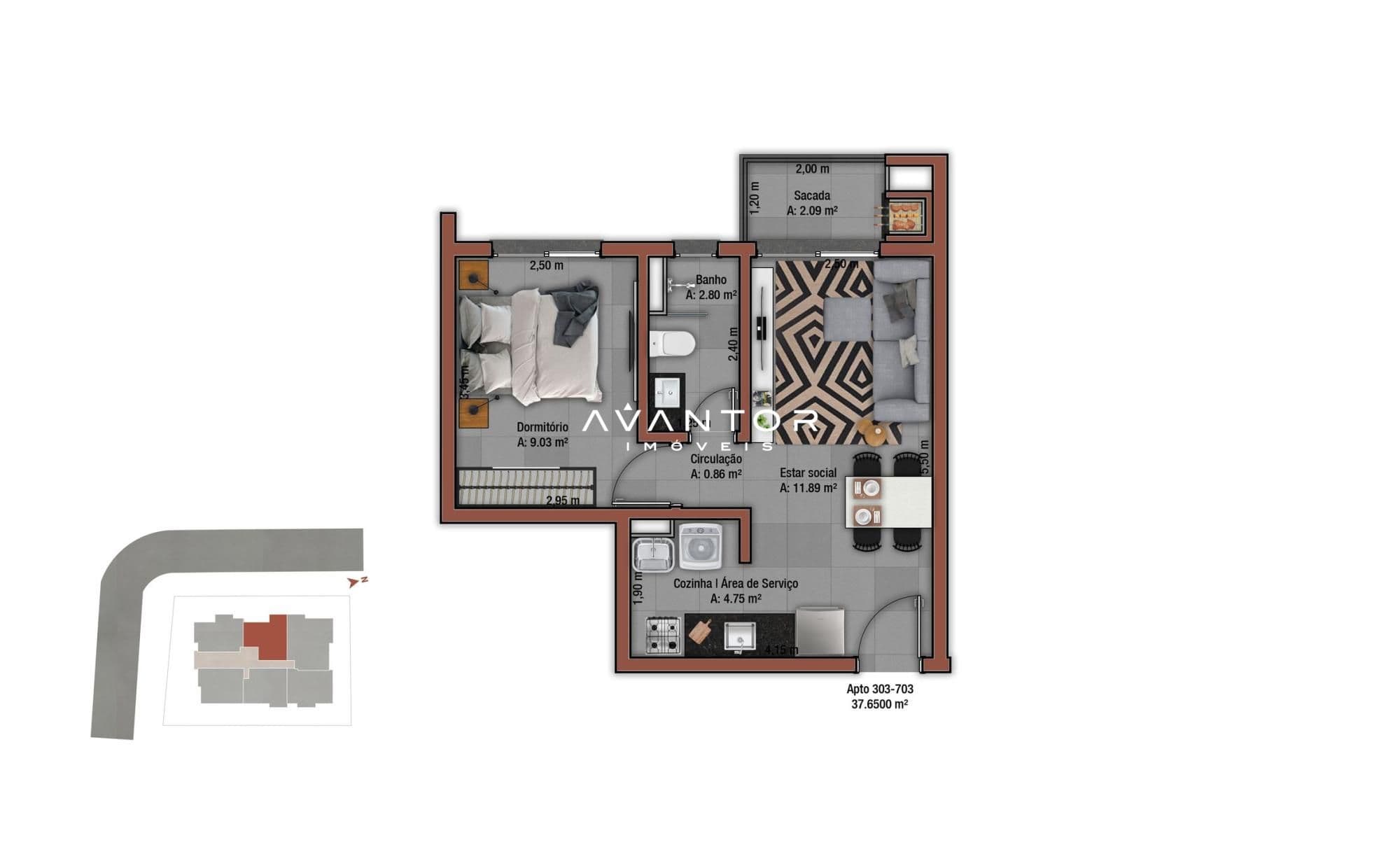 Apartamento com 1 quarto à venda no Residencial Montalcino, em Camobi, Santa Maria/RS — foto 12 de 12