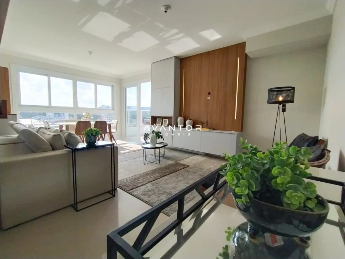 Sala de estar integrada com vista para a cidade — Cobertura com 3 quartos à venda em Camobi, Santa Maria/RS