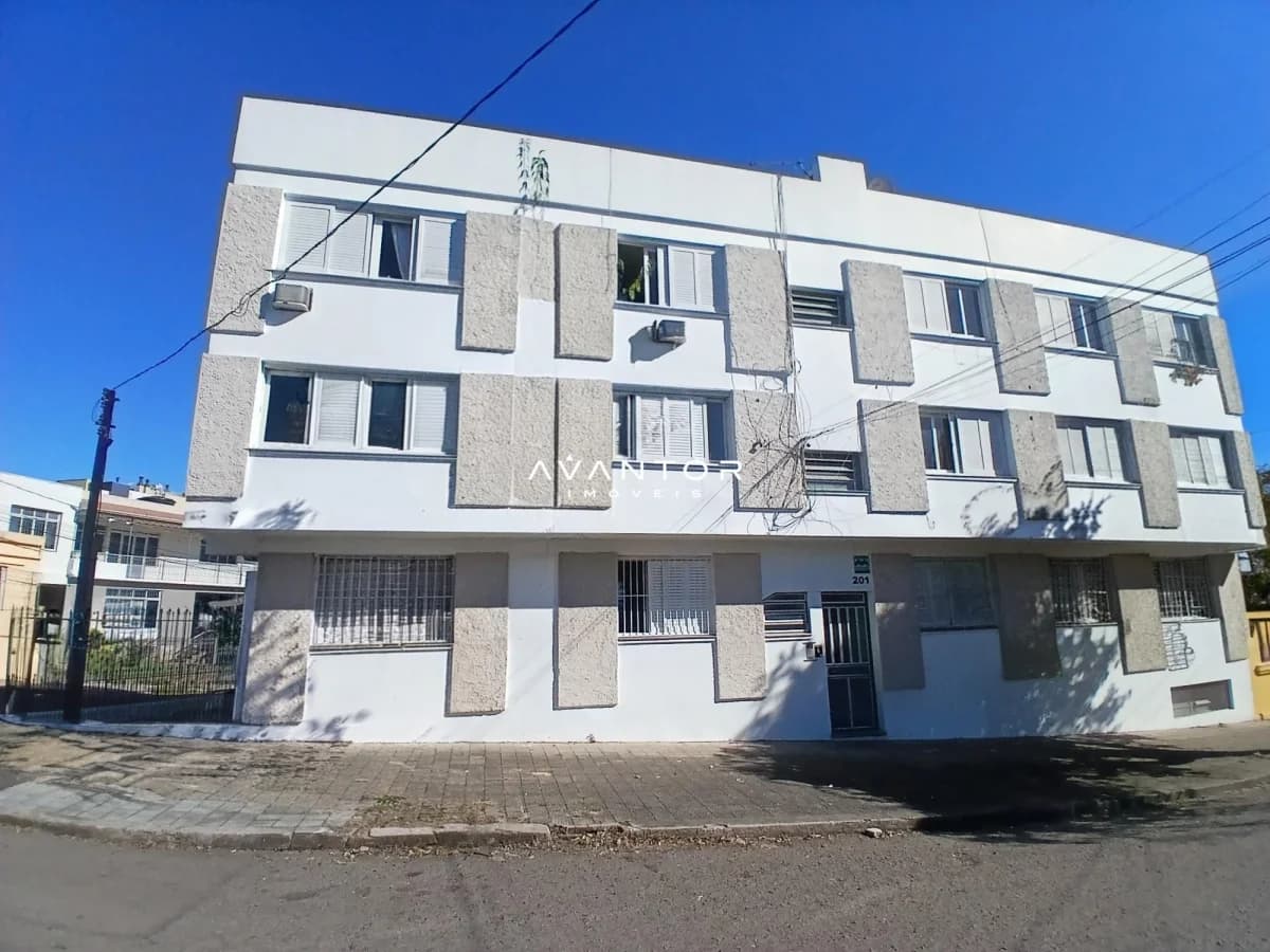 Fachada do edifício com garagem — Apartamento com 2 quartos para alugar no Residencial Adaime, em Centro, Santa Maria/RS