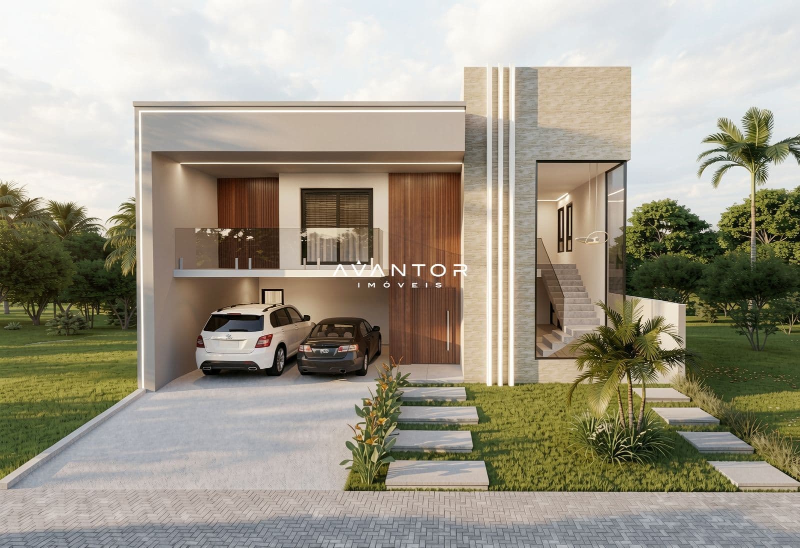 Fachada da casa com garagem — Casa com 3 quartos à venda no Cidade Universitária, em Camobi, Santa Maria/RS