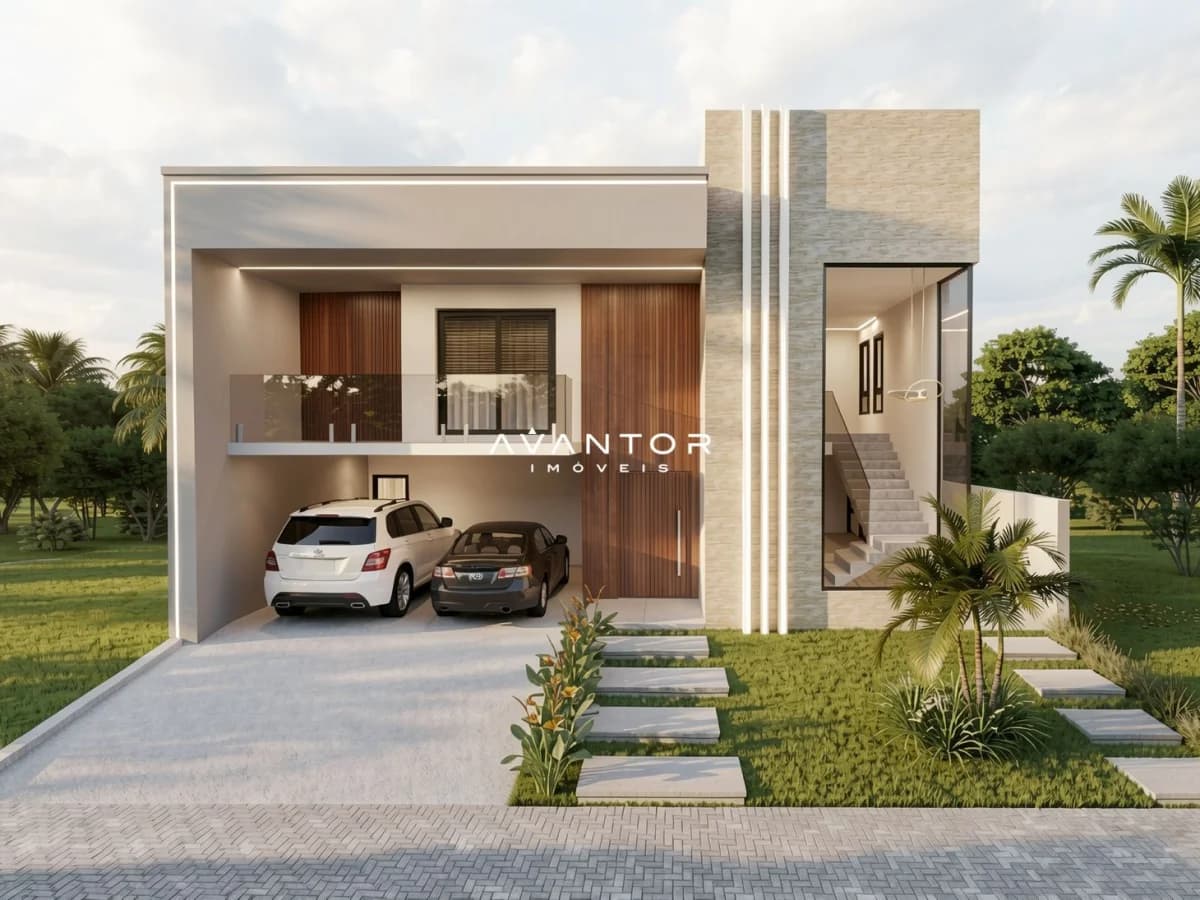 Fachada da casa com garagem — Casa com 3 quartos à venda no Cidade Universitária, em Camobi, Santa Maria/RS