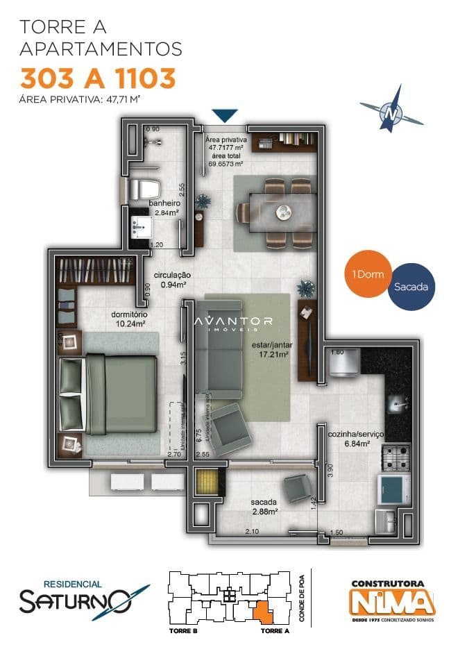 Apartamento com 1 quarto à venda no Residencial Saturno, em Nossa Senhora de Fátima, Santa Maria/RS — foto 37 de 37