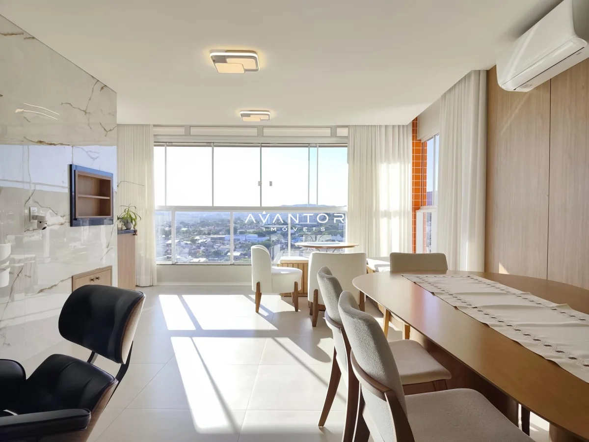 Sala integrada com vista panorâmica — Apartamento com 3 quartos à venda em Nossa Senhora de Fátima, Santa Maria/RS