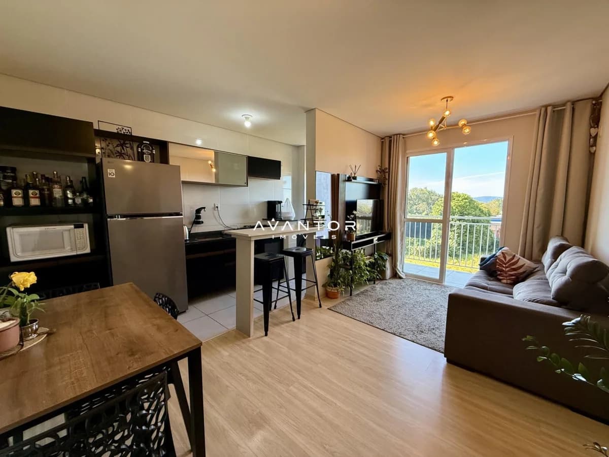 Sala integrada com cozinha e sacada — Residencial Vila Di Fiori, Camobi, Santa Maria/RS