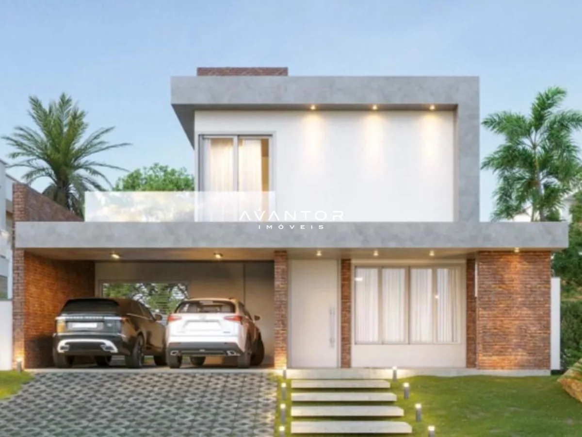 Fachada da casa com garagem — Casa com 3 quartos à venda no Residencial Real Park, em Tomazetti, Santa Maria/RS
