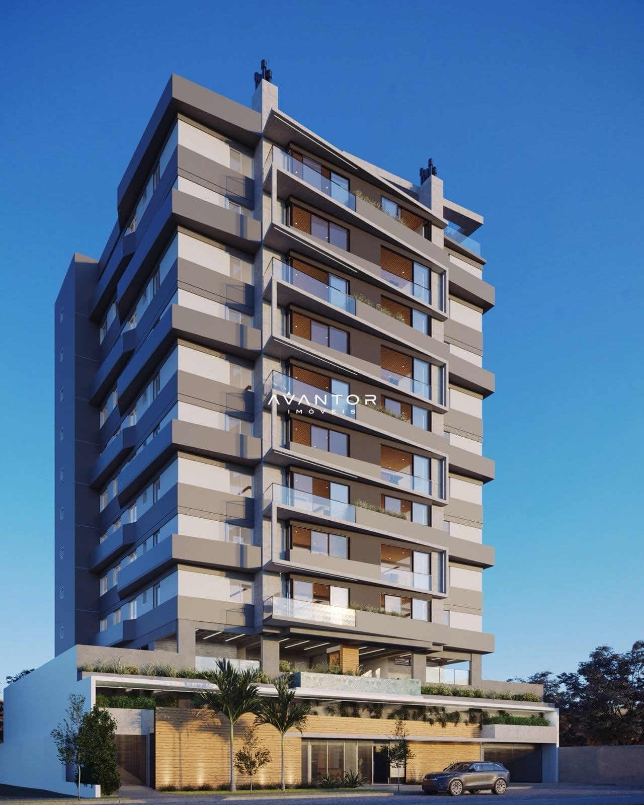 Fachada do prédio com sacadas — Apartamento com 3 quartos à venda em Nossa Senhora de Fátima, Santa Maria/RS