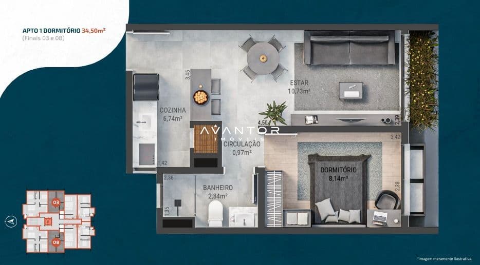 Apartamento com 1 quarto à venda no Vibe Urban Living, em Camobi, Santa Maria/RS — foto 9 de 9