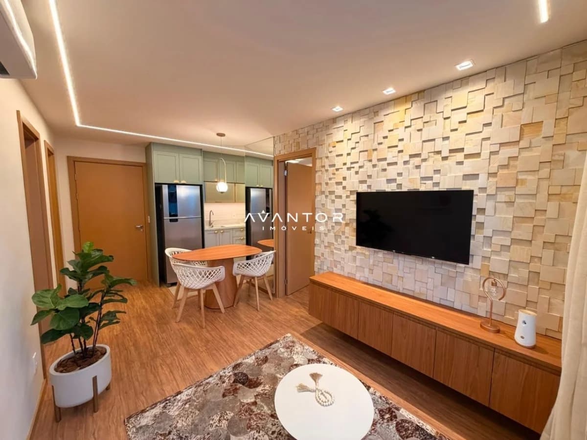 Sala de estar integrada à cozinha — Apartamento com 2 quartos à venda no Residencial Cristo Rei, em Centro, Santa Maria/RS