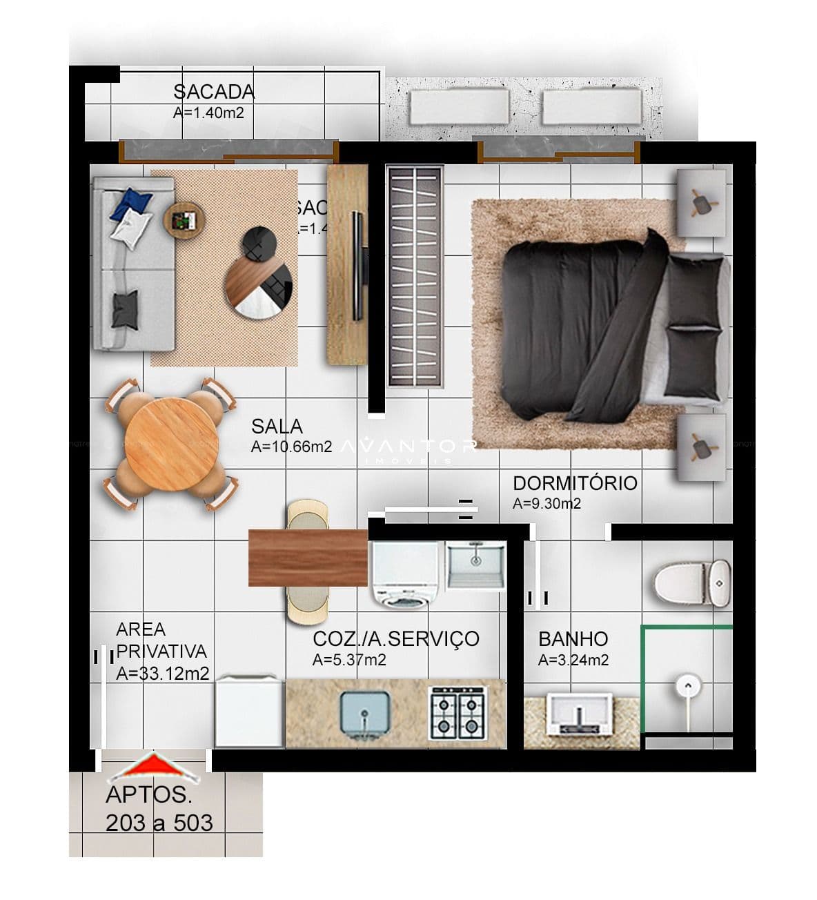 Apartamento com 1 quarto à venda no Residencial Grey, em Camobi, Santa Maria/RS — foto 9 de 10