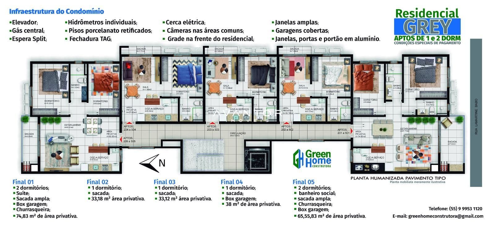 Apartamento com 1 quarto à venda no Residencial Grey, em Camobi, Santa Maria/RS — foto 10 de 10