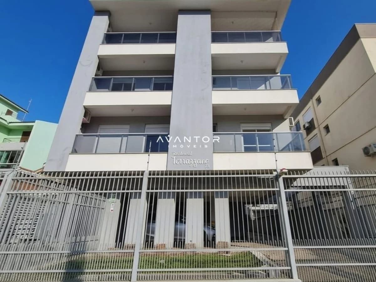 Fachada do prédio com sacadas — Apartamento com 1 quarto à venda no Residencial Ferrazano, em Camobi, Santa Maria/RS