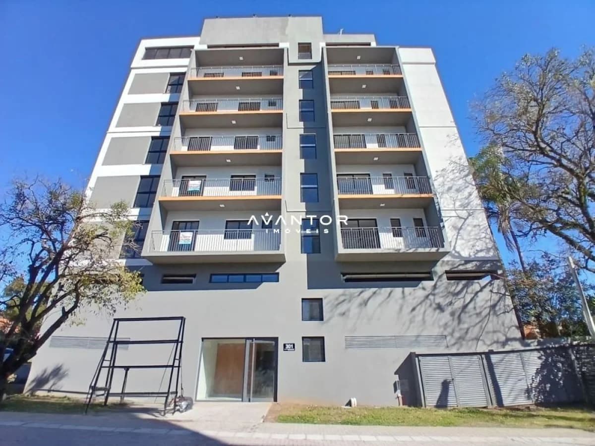 Fachada do prédio com sacadas — Apartamento com 1 quarto à venda no Camobi Smart Living, em Camobi, Santa Maria/RS
