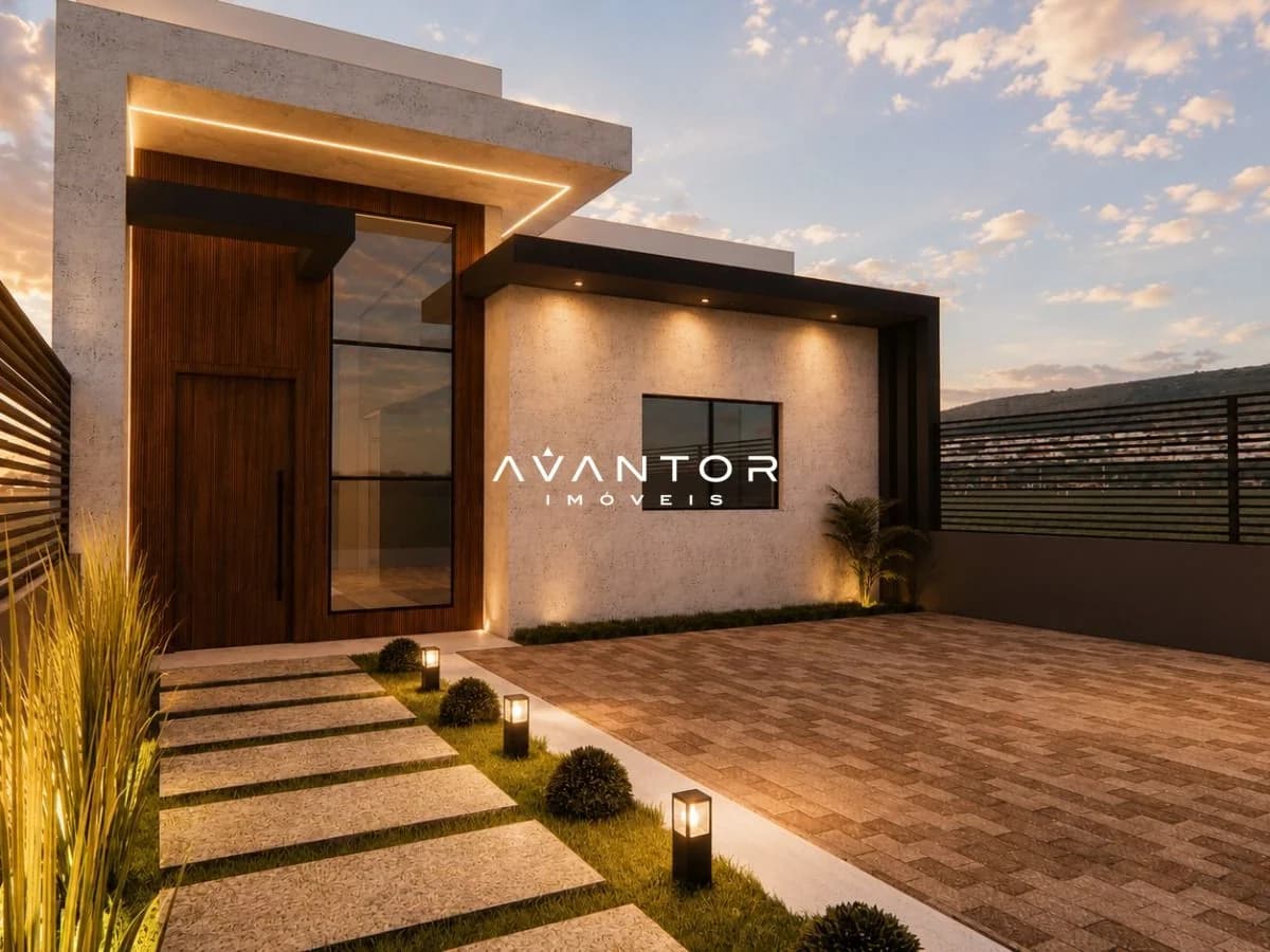 Fachada da casa com entrada principal — Casa com 3 quartos à venda no Arbo Eco Village, em Camobi, Santa Maria/RS