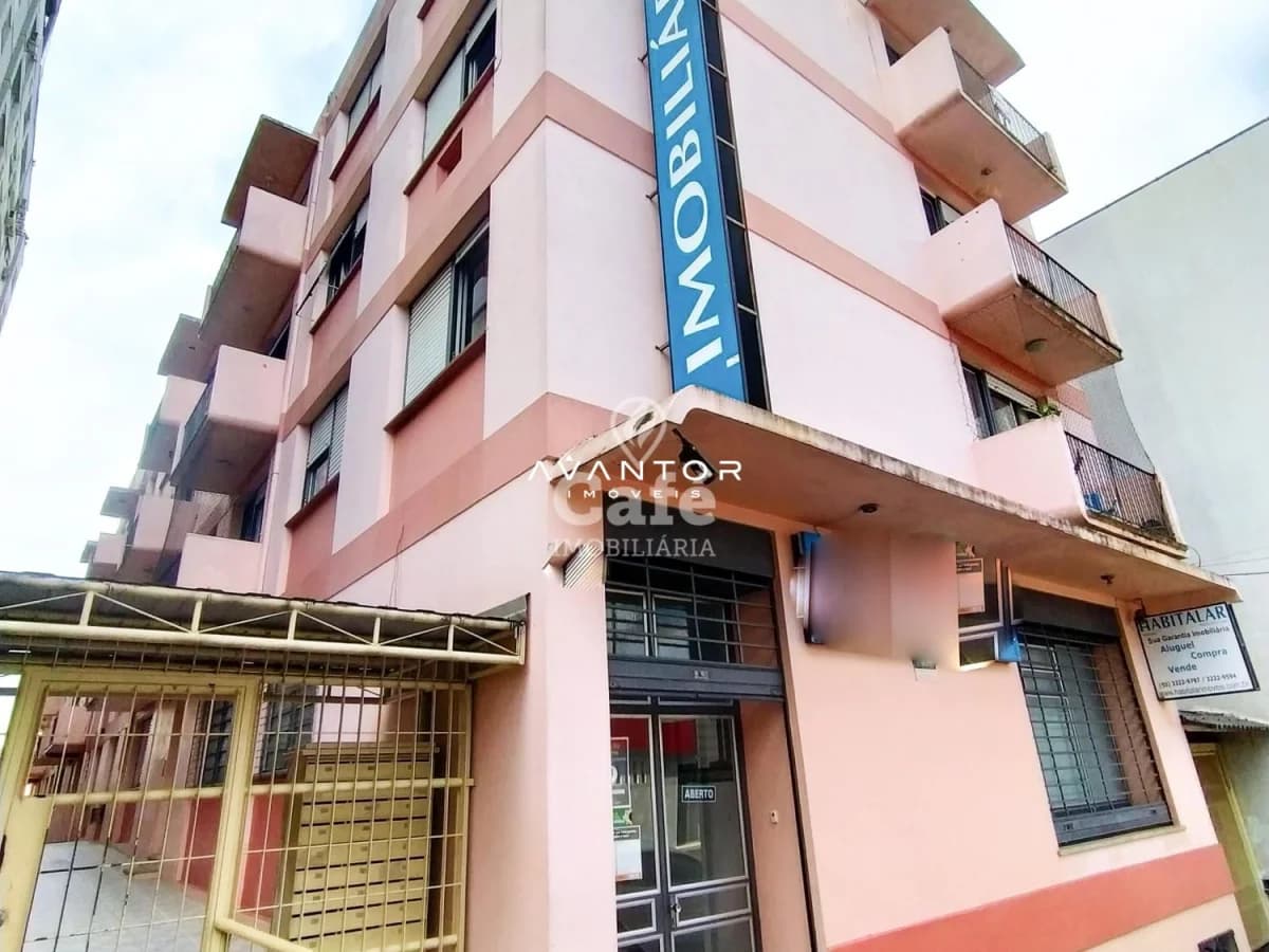 Fachada do prédio com sacadas — Apartamento com 2 quartos à venda no Edifício Olmega, em Centro, Santa Maria/RS