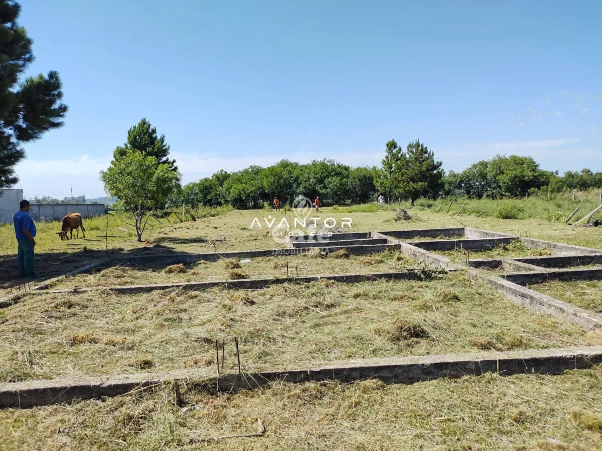 Terreno com estruturas de fundação e vegetação — Terreno à venda em Diácono João Luiz Pozzobon, Santa Maria/RS