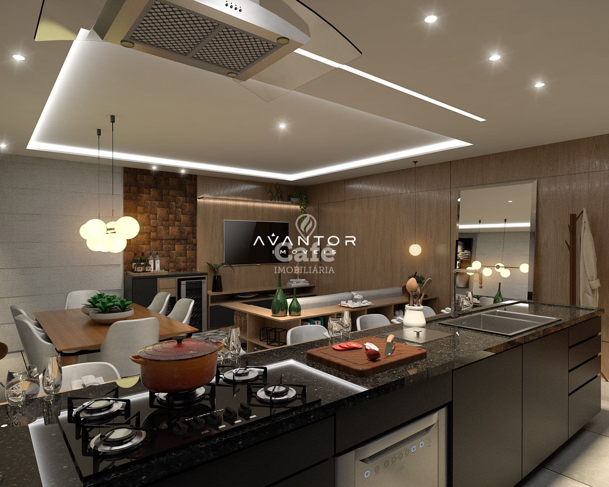 Cozinha integrada à sala de estar — Apartamento com 3 quartos à venda em Nossa Senhora das Dores, Santa Maria/RS