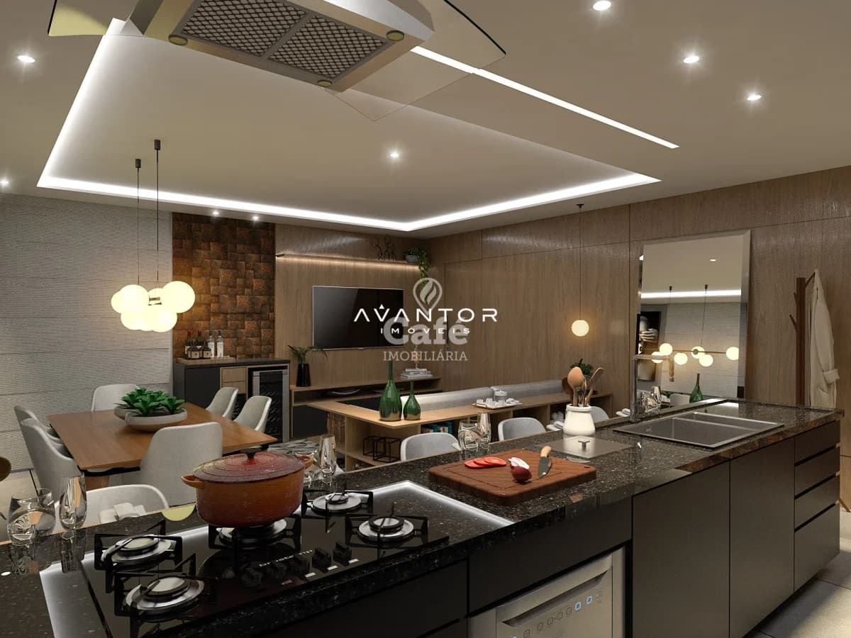 Cozinha integrada à sala de estar — Apartamento com 3 quartos à venda em Nossa Senhora das Dores, Santa Maria/RS