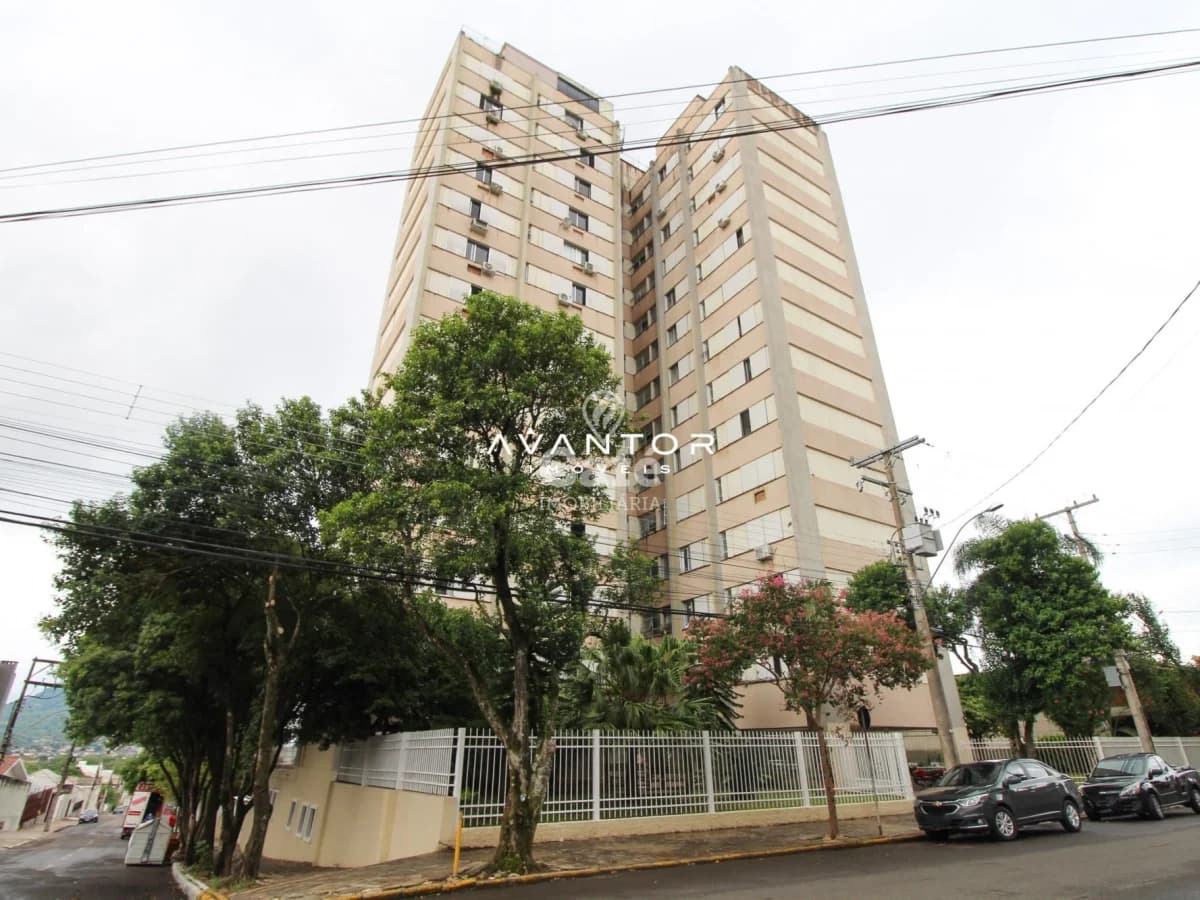 Fachada do prédio com entrada — Apartamento com 2 quartos à venda no Residencial Itaipu, em Bonfim, Santa Maria/RS