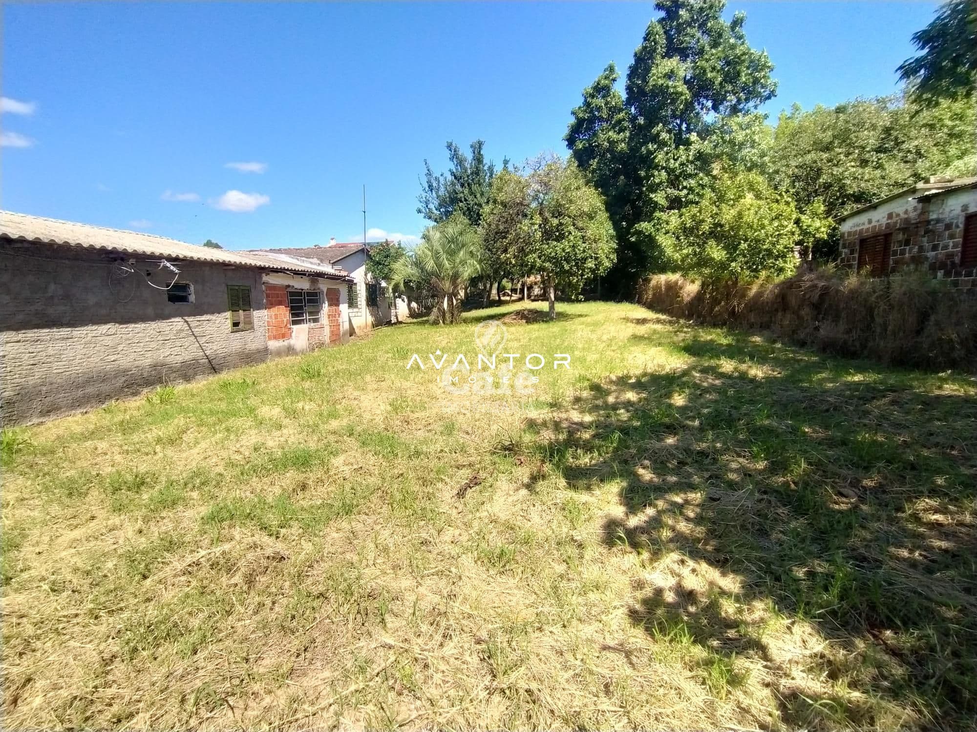 Pátio com construção e árvores — Terreno à venda em Lorenzi, Santa Maria/RS