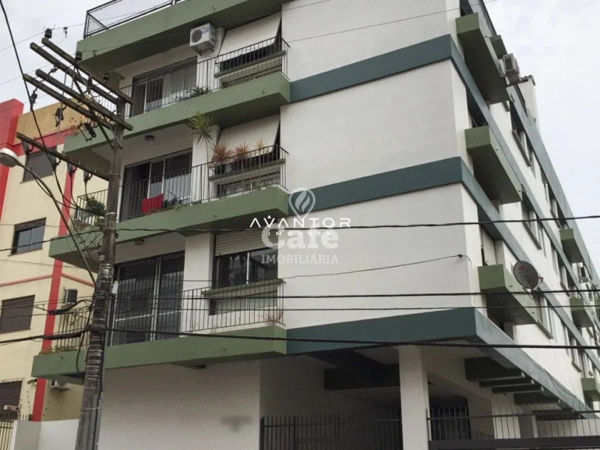 Fachada do prédio com sacadas — Apartamento com 1 quarto à venda no Edifício Málaga, em Centro, Santa Maria/RS