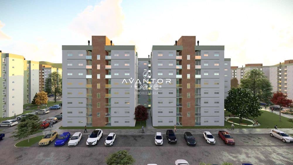 Fachada do condomínio com garagem — Apartamento com 2 quartos à venda em Camobi, Santa Maria/RS