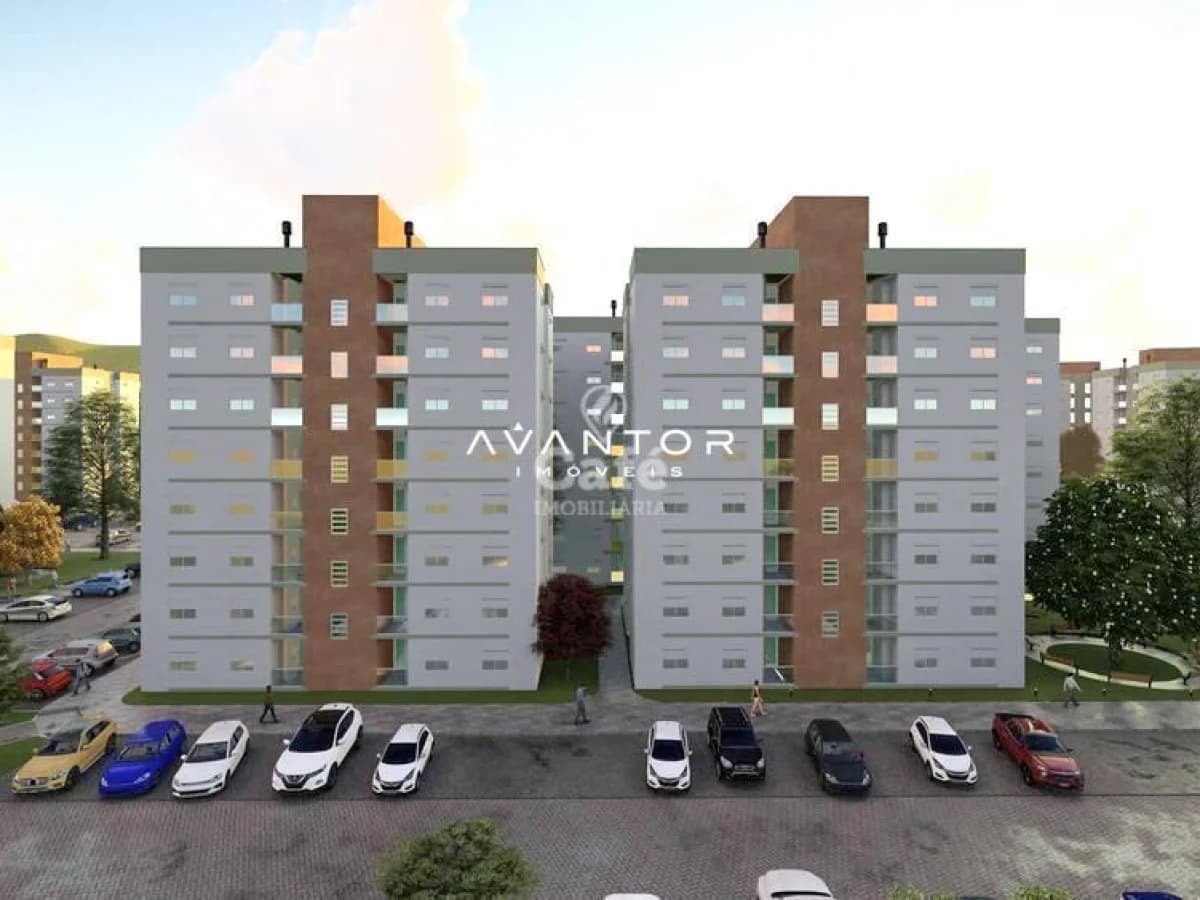Fachada do condomínio com garagem — Apartamento com 2 quartos à venda em Camobi, Santa Maria/RS
