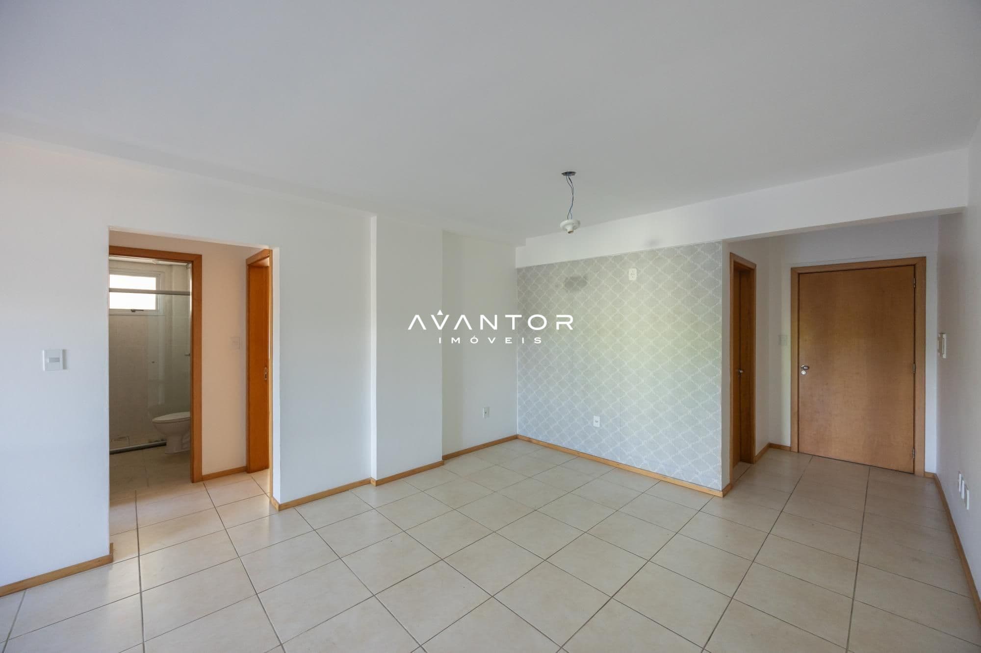 Sala de estar integrada à cozinha — Apartamento com 2 quartos à venda no Residencial Copenhagen, em Centro, Santa Maria/RS