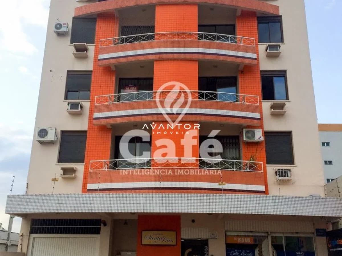Fachada do prédio com sacadas — Apartamento com 2 quartos à venda no Residencial Santa Inês, em Centro, Santa Maria/RS