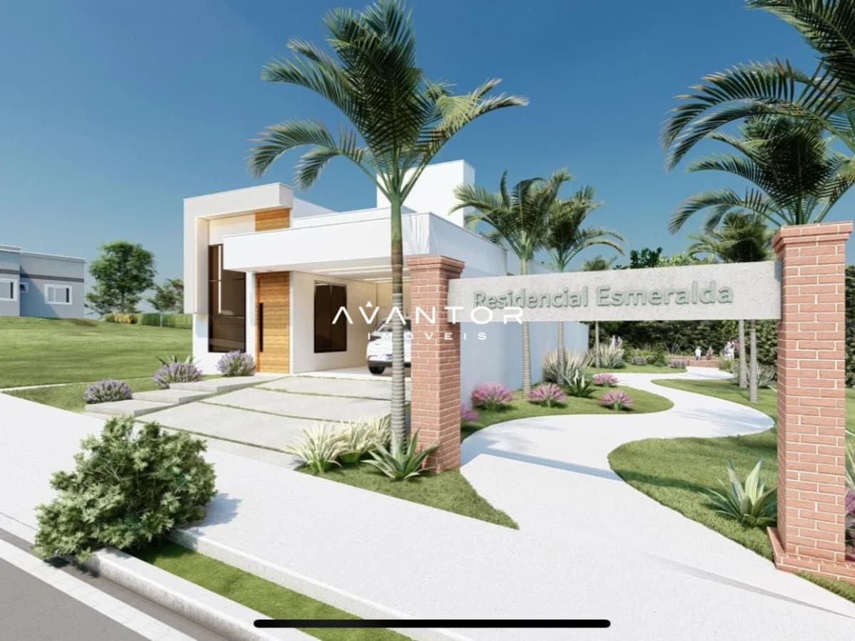 Fachada da casa com entrada e paisagismo — Terreno à venda no Residencial Esmeralda, em Esmeralda, Santa Cruz do Sul/RS
