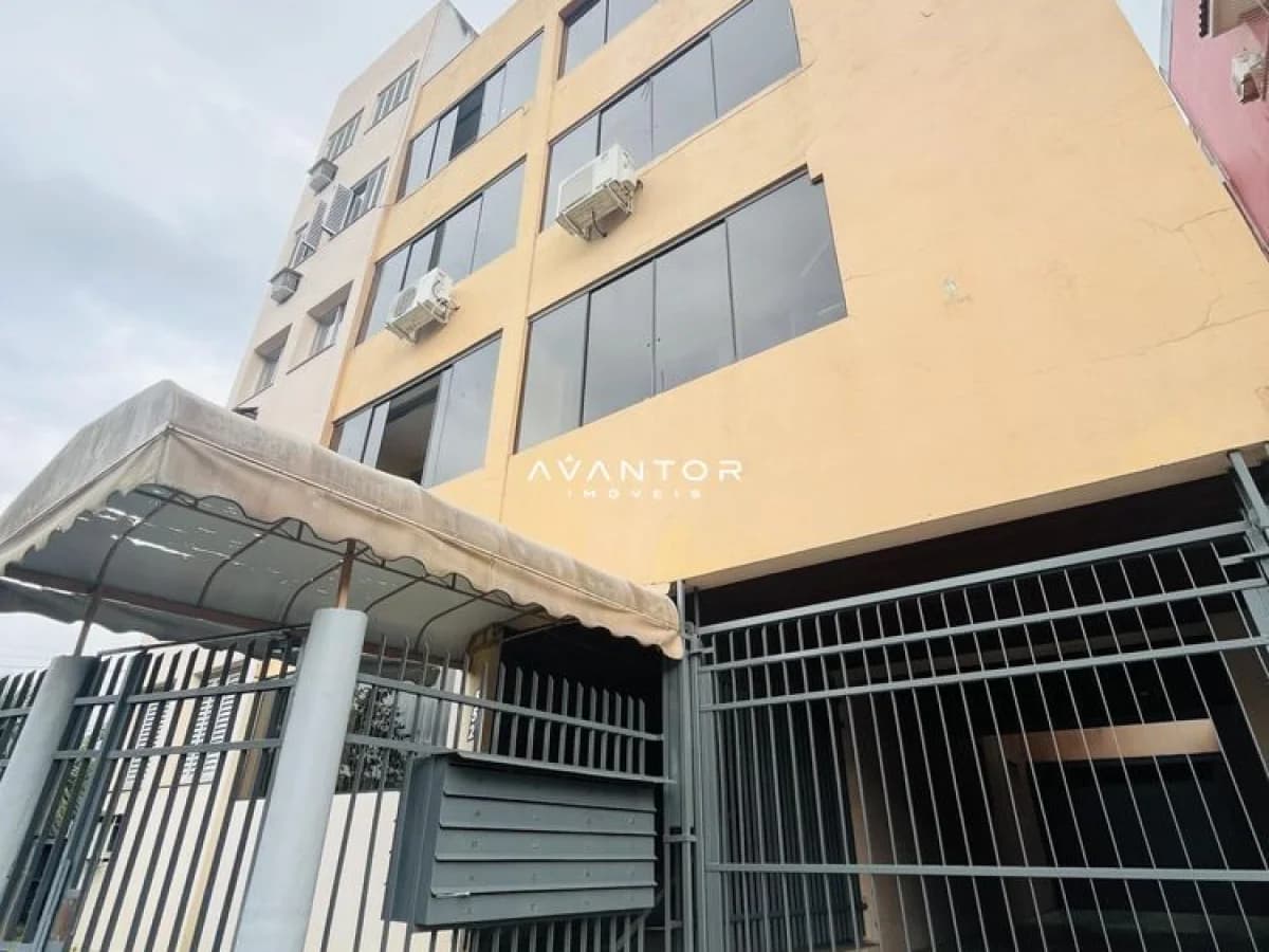 Fachada do prédio com garagem — Apartamento com 1 quarto à venda no Residencial Michelângelo, em Centro, Santa Maria/RS