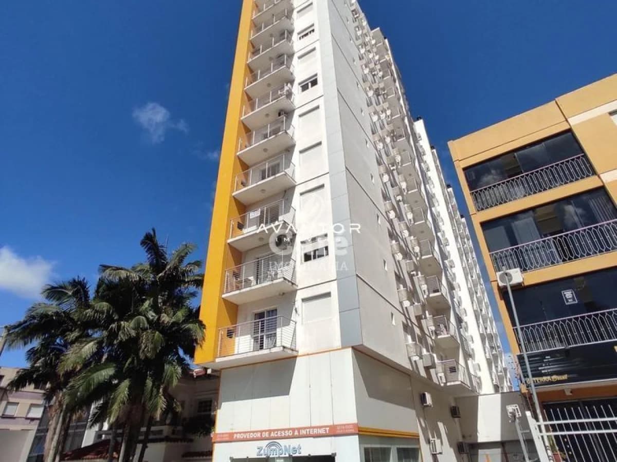 Fachada do prédio com sacadas — Apartamento com 1 quarto à venda no Residencial Viva, em Centro, Santa Maria/RS