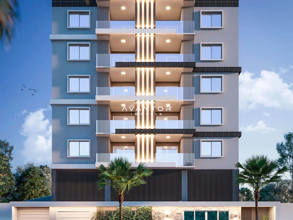 Fachada do prédio com acabamento em tons claros — Apartamento com 2 quartos à venda em Camobi, Santa Maria/RS