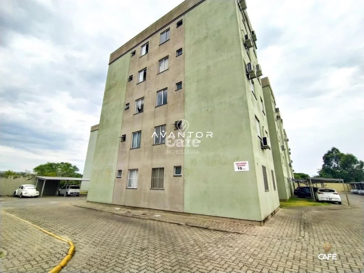 Fachada do prédio com garagem — Apartamento com 2 quartos à venda no Residencial Oliveiras, em Passo D'Areia, Santa Maria/RS
