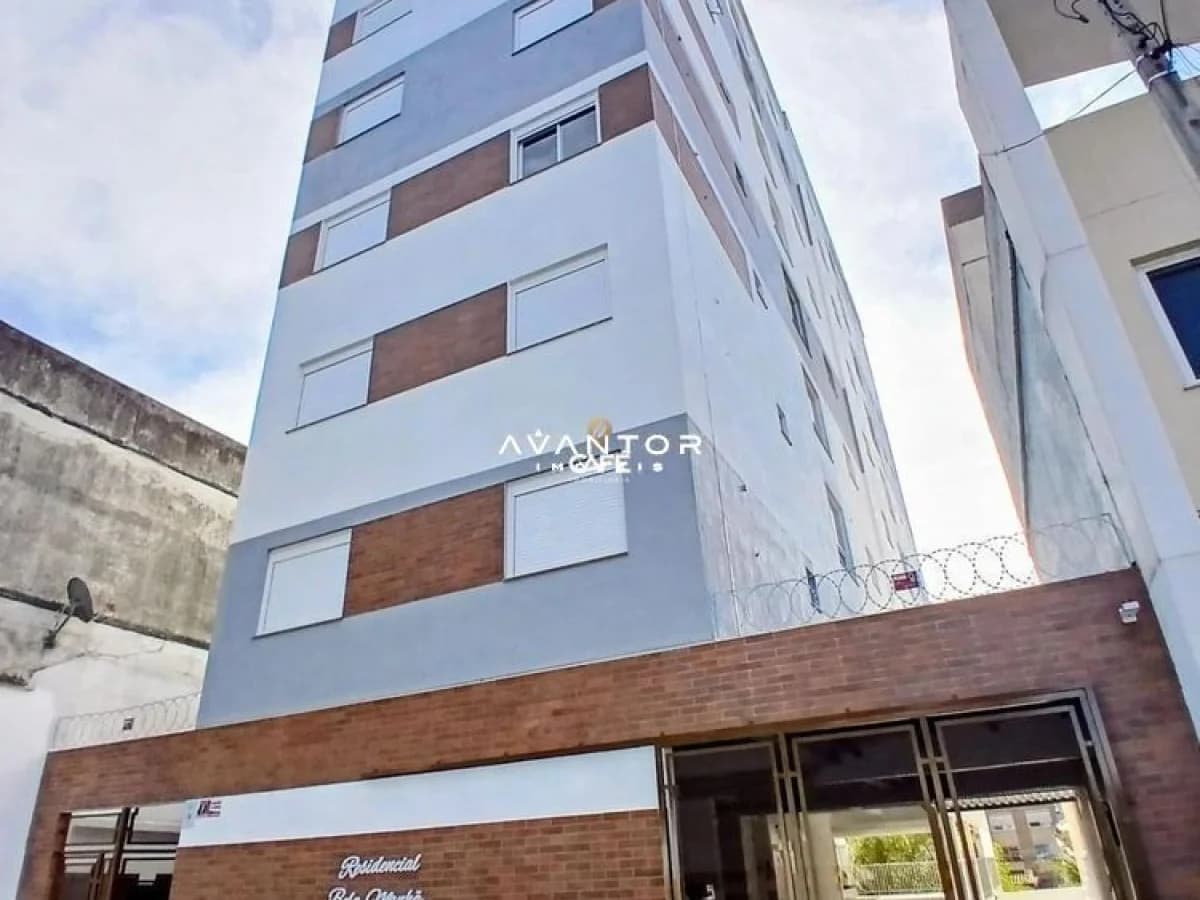 Fachada do prédio com sacada — Apartamento com 1 quarto à venda no Residencial Bela Manhã, em Bonfim, Santa Maria/RS