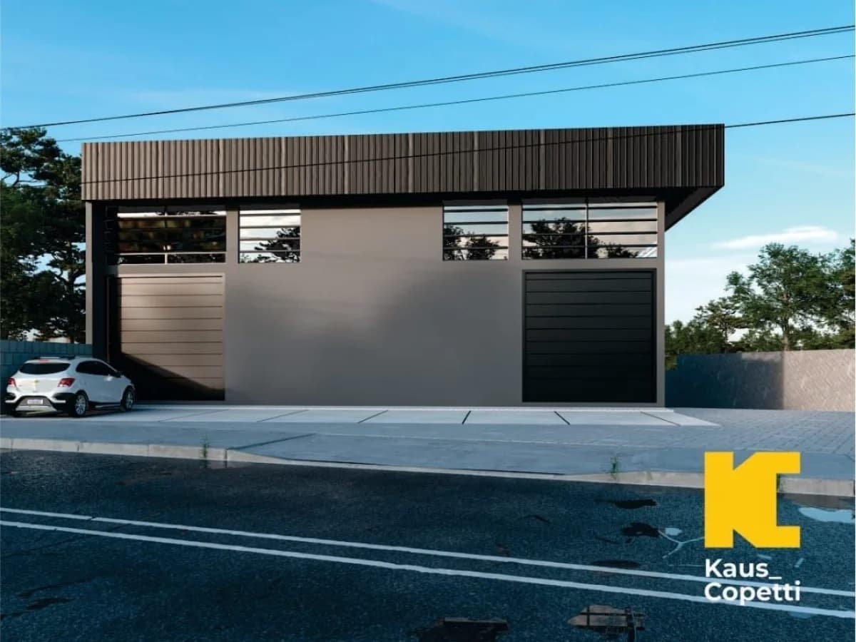 Fachada da casa com garagem — Pavilhão com 1 sala para alugar em São José, Santa Maria/RS