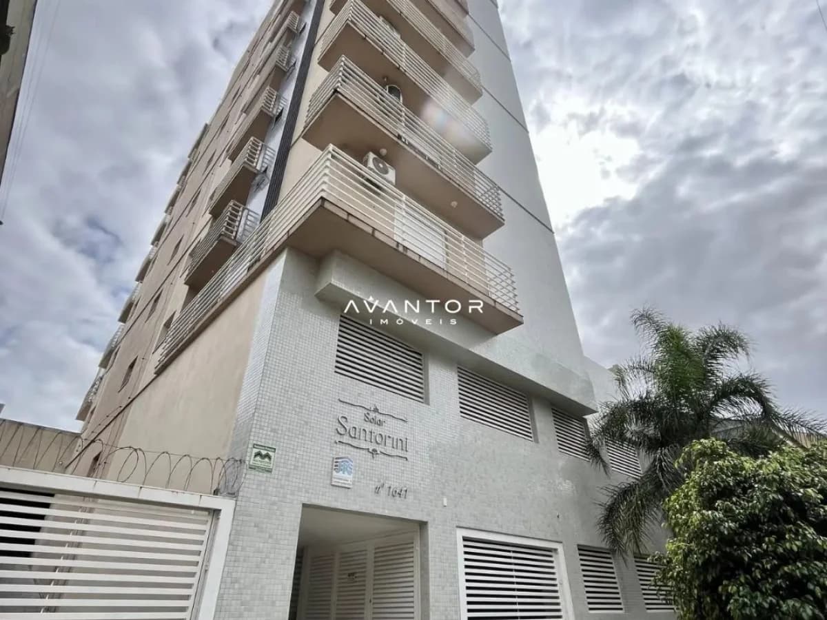 Fachada do prédio com sacadas — Apartamento com 1 quarto à venda no Residencial Solar Santorini, em Centro, Santa Maria/RS