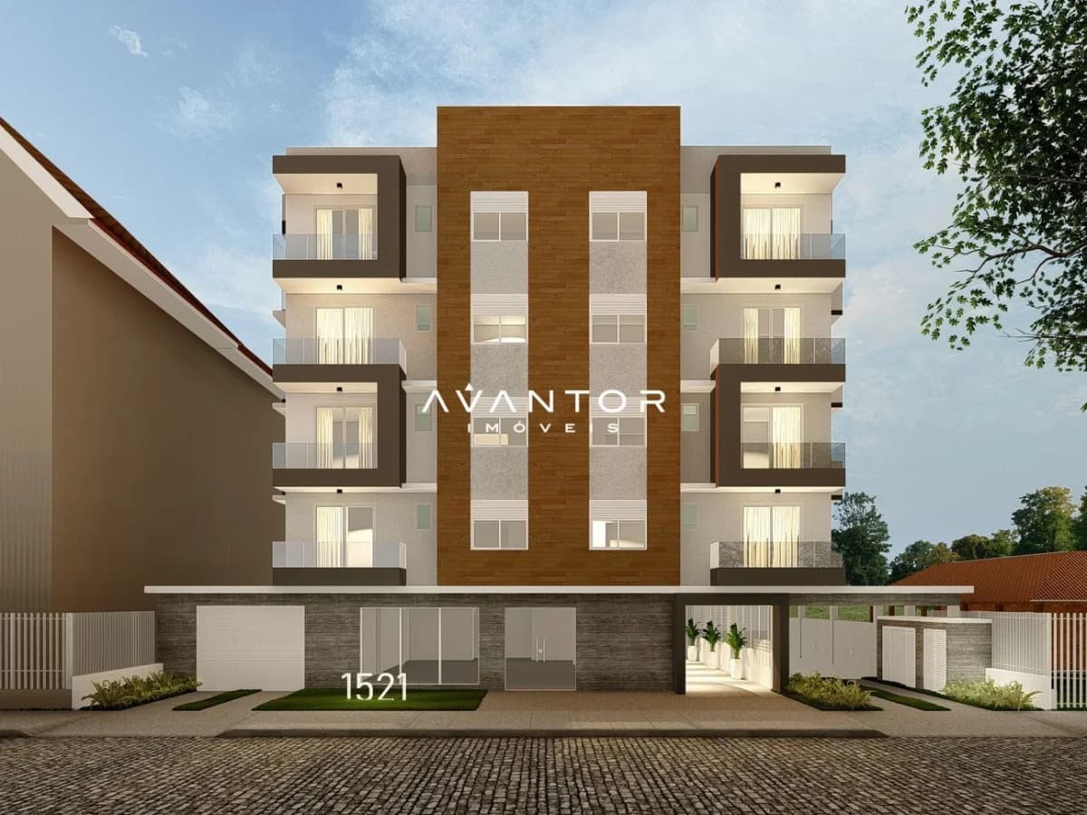 Fachada do prédio com unidades — Apartamento com 1 quarto à venda no Residencial Rudolf, em Camobi, Santa Maria/RS