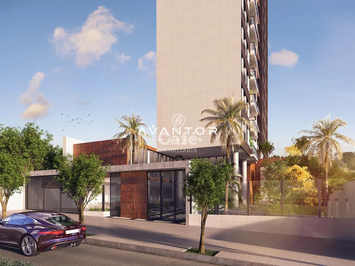 Fachada do prédio com entrada e garagem — Apartamento com 3 quartos à venda no Spalla Home Art, em Centro, Santa Maria/RS