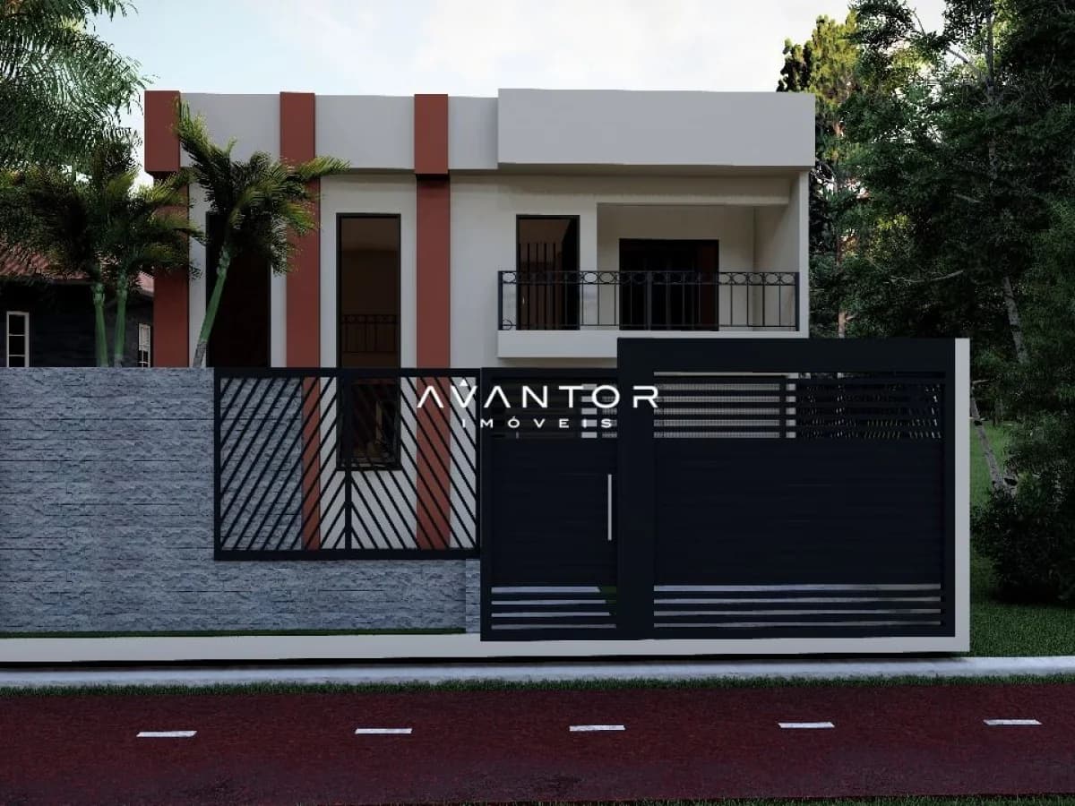 Fachada da casa com portão preto — Casa com 3 quartos à venda em Patronato, Santa Maria/RS