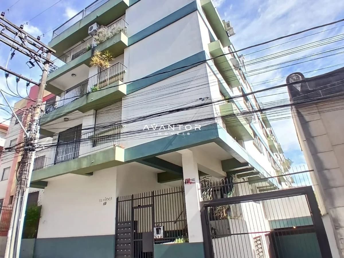 Fachada do prédio com sacadas — Apartamento com 1 quarto à venda no Edifício Málaga, em Centro, Santa Maria/RS