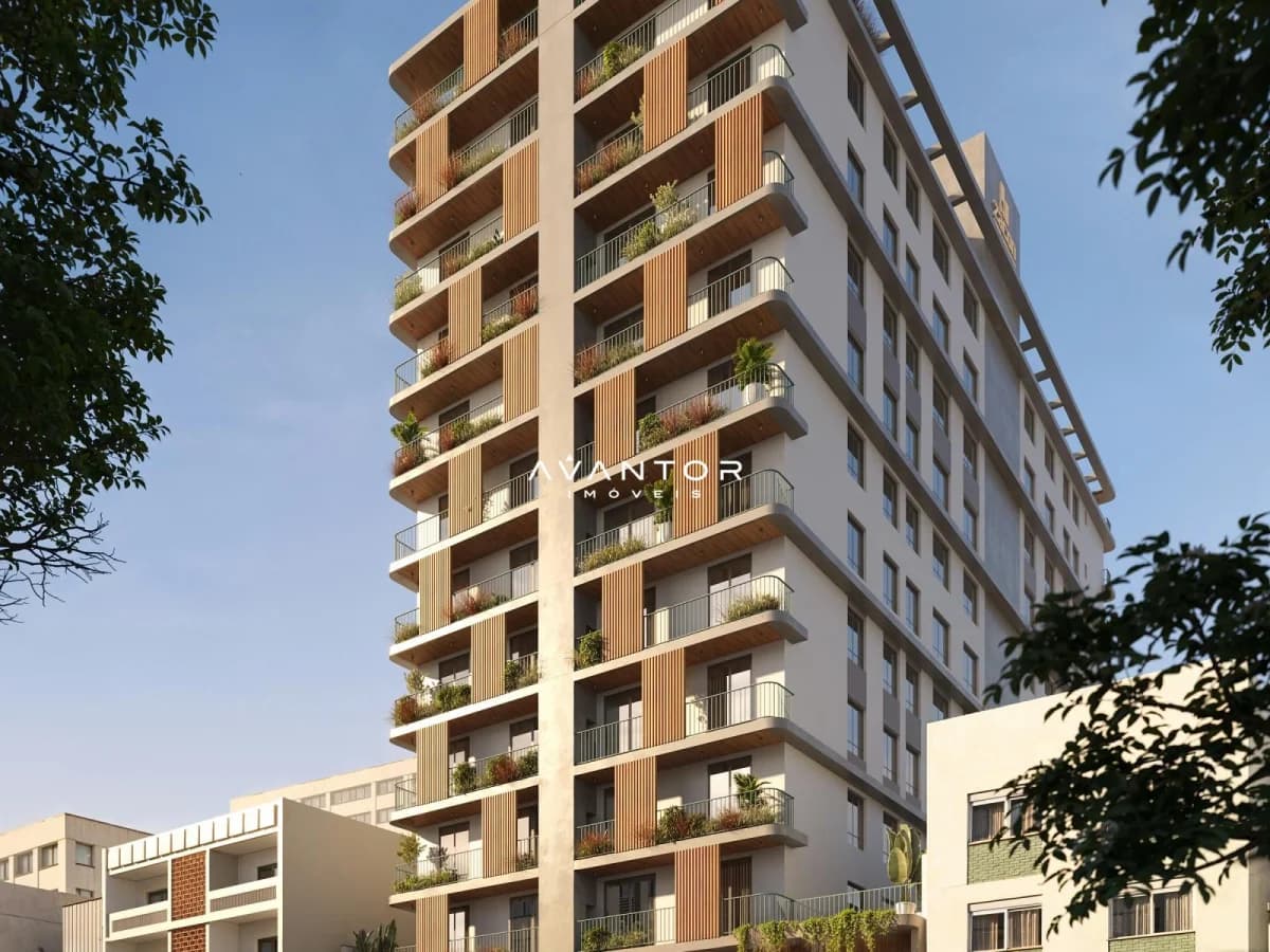 Fachada do prédio com sacadas e varandas — Apartamento com 1 quarto à venda em Centro, Santa Maria/RS
