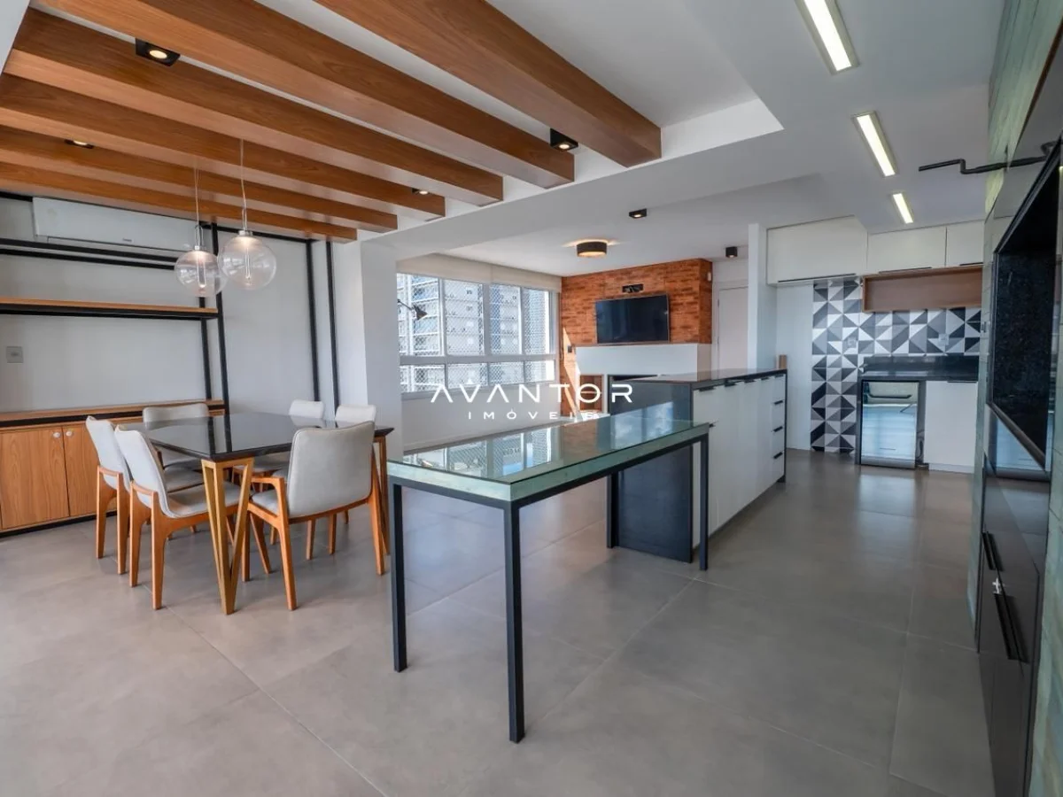 Sala de estar integrada à cozinha — Apartamento com 3 quartos à venda no Residencial Las Piedras, em Centro, Santa Maria/RS